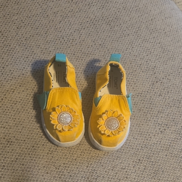 Toms Other - TOMS Kids Yellow Slip-On Shoes with‎ Sunflower Design